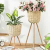 Plancher Vase Plante Stand osier Fleur Pot Titulaire Affichage En Pot Rack Rustique Décor T200104 344 R2