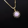 Round White Fire Opal Pendant Necklace For Women Statement Necklaces Wedding Party Jewelry Gift