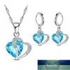 Luxury Women 925 Sterling Silver Cubic Zircon Necklace Pendant Earrings Sets Cartilage Piercing Jewelry Wedding Heart Design Factory price expert design Quality