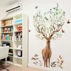 Criativo Nórdico Animal Grande Antlers Antlers Pássaros Ramos de Parede Adesivo De Parede Auto Adesivo PVC Removível Sala Quarto Decoração 210929