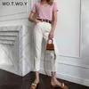 WOTWOY 여름 캐주얼 한 솔리드 v- 넥 티셔츠 여성 니트 코튼 기본 짧은 슬리브 상단 여성 소프트 흰색 티 셔츠하라 주쿠 220307