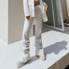 女性のための2つの腰の白いコーデュロイフレアパンツハイウエストカジュアルリーリングルースストレートズボン女性ファッション服210915