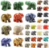 Vente en gros Party Favor Cristaux de guérison sculptés Pierres précieuses Statues de poche Statue d'éléphant Figurine Collection Décor 1,5 pouces pour cadeaux KD1