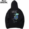 Hip Hop Streetwear Hoodies Sweatshirt Globe Print Men Harajuku Pullover Hoodie Winter Fleece Cotton Autumn Sweatshirt Loose 210715