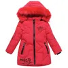 Baby flicka kläder 3-12 år gammal vinter vadderad jacka varm mode barn hooded girls faux päls 211025