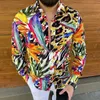 Mode Man Barock Lapel Button-down skjorta Tryckt Designer Klänning Fancy Bankett Club Style