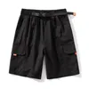 Shorts masculinos 2022 Summer Orange Pocket Cargo Men Bagggy Loting Linen