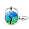 Plant Tree of Life Glass Cabochon Key Ring Time Gem Quickdraw Keychain Hangende mode -sieraden Will en Sandy