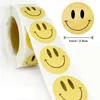 1 pouce roulant brun Kraft papier adhésif autocollant étiquette emballage cadeau étanchéité maison cuisson joint étiquettes autocollants en cercle