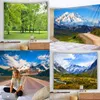 Forest waterfall landscape tapestry wall hanging beach picnic carpet camping tent sleeping mat home decor bedspread 210609