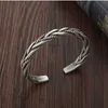 Bracciale rigido in argento sterling 925 per uomo, polsino aperto fatto a mano, gioielli di moda tailandesi Gift283Q