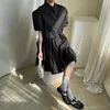 Korejpaa Kadınlar Elbise Yaz Kore Chic Niş Yaş Azaltma Stand-up Yaka Pileli Dantel Dikiş Gevşek Puf Kol Vestido 210526