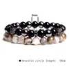 ビーズストランド2チェーンブレスレットCZボールチャームバングルメンセットナチュラルハウライト8 mm Fengshui Black Onyx Agat Stretch Pulsera Women Mala Fawn2