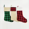 Sublimation Christmas Stocking Plaid Stripes Sock Xmas Tree Hanging Pendent Santa Claus Gift Bag Festival Party Ornaments