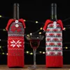 Sac de bouchon de bouteille de Noël tricoté bouton de flocon de neige tricot design créatif décoration de table de Noël sac de bouteille de vin