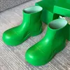 Lüks Tasarımcı Bayan Yarım Çizmeler Ayakkabı Kış Tıknaz Med Topuklu Düz Kare Toes Ayakkabı Rainboots Zip Kadınlar Orta Buzağı Booty Aşınmaya Dayanıklı Kalın Tabanlı Boot 34-42