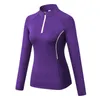 Women's Sports Tops Long Sleeve Fitness Running Yoga Shirt Suit High Elastic Tights Quick Dry T-shirt Standing Collar Sweater