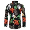 Wiele stylów Mężczyźni Długie Rękaw Plus Size 7XL Koszula Moda Rose Roślin Kwiat Drukowane Hawaje Leisure Wakacje męskie Odzież 210809