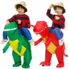 Novos Crianças Inflável Dinossauro Traje Anime Triceratops Party Cosplay traje Terno Carnaval Halloween Traje para criança q0910