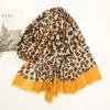 Leopardo impreso bufanda chales borlas musulmanes hijabs gran tamaño cabeza envoltura moda silenciadores turbans