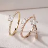 100% 925 sterling zilveren peer cut geschapen moissanite bruiloft verloving rose goud eenvoudige ring vrouwen fijne sieraden