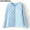 Bisenmade 가을 겨울 여성 코트 패션 솔리드 쇼트 파카 슬림 지퍼 가볍게 대형 여성 자켓 210204