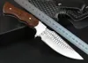 Na wyprzedaży!! Prosty Nóż myśliwski 3CR13Mov Drop Point Satin + Laser Pattern Blade Full Tang Rosewood Uchwyt Noże z osłoną ze skóry