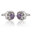 Boutons de manchette en Zircon violet, costume d'affaires formel, bouton de manchette pour femmes et hommes, bijoux à la mode, cadeau et sable