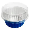 Engångskoppar Straws 100pcs Net Röd Aluminium Folie Rund Bakning Kaka Box Fruktförpackning Boxar Party Favor Dessert Cup med lock