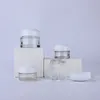 Bottiglie all'ingrosso 15g 20g 30g 50g Vaso di crema per la cura personale in vetro trasparente per trucco cosmetico ricaricabile con tappo bianco