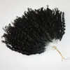 CE-certifierad kinky Jerry Curly Micro Ring Hair Extensions 400s / Lot Kinky Curly Loop Hair Natural Color Loop Hair