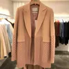 Abiti da donna Blazer Sciolto Selvaggio Alla moda Casual Sottile Senza cuciture abbottonate Design a maglia Giacca da abito di media lunghezza Donna stile coreano