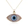 Mode charme chance turquie bleu mauvais œil Druzy Drusy résine pierre pendentif collier ras du cou pour les femmes bijoux