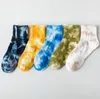 Couples Tie-dye Men and Women Socks Cotton Colorful Vortex HipHop Skateboard Non-slip Happy Fashion Funny Soft Girls Short Socks