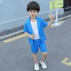 衣料品セット夏の子供の半袖スーツ男の子業績誕生日パーティー衣装キッズブレザーショーツパンツドレスホストアウトフィット1