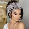 Headpieces YouLaPan HP377 Trendy Alloy Leaf Rhinestone Bride Headpiece With Earring Set Beads Crystal Wedding Hair Tiara Bridal Accessories