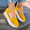 Retro Sandals Women Shoes Genuine Leather 2021 New Summer Flat With Hook & Loop Casual Handmade Weave Ladies Sandals X0728