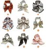 Nowy Kucyk Szalik Elastyczne Włosy Liny Kobiet Hair Bow Ties Scrunchies Flower Print Wstążka Włoski Hairbands Dziewczyny Eleganckie Nakrycia głowy