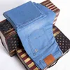 Hommes Lyocell Tissu Jeans Classique Automne Coton Droit Stretch Marque Denim Pantalon Salopette Bleu Clair Pantalon 40 42 44 211104