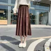 İlkbahar ve Sonbahar Yeni Yüksek Bel Maxi Etekler kadın Uzun Kadife Pileli Etek Retro Moda A-Line Kek Dipleri B07003R 210309