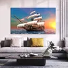 Bateau bateau sur la mer toile peinture paysage photos paysage affiches et impressions mur Art pour salon moderne décor à la maison