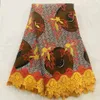 Tissu en coton multicolore élégant, 6 mètres/lot, motif de cire imprimé et dentelle africaine Soluble dans l'eau pour s'habiller LG26