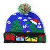 Cappello lavorato a maglia con flangia natalizia HF con palla con luci colorate a LED per cappello decorativo per adulti e bambini
