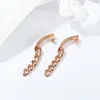Kreativ rosguldfärg lång kedja dingel örhänge för kvinnor geometriska rostfritt stål studörhängen smycken