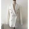 High Street Nyaste bana 2021 Designer Blazer Kvinnor Metallknappar Sjal Krage Ull Blends Tweed Blazer Coat