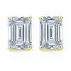 High Quality 14K Yellow plated of 1 Mic in 925 Sterling Silver Emerald Cut Cubic Zirconia Women's Stud Earring For Gift