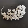 SLBRIDAL Fatti a mano di lusso di cristallo Strass Perle Ceram Fiore Tiara nuziale Matrimonio Damigelle d'onore Festa Corona Gioielli per capelli delle donne 211019