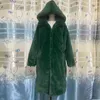 Zimowe Kobiety Wysokiej Jakości Faux Rabbit Fur Coat Luksusowy Długi Fur Coat Loose Lapel Płaszcz Gruby Ciepły Plus Rozmiar Kobiet Pluszowe Płaszcze 211007