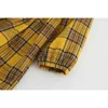 Vente au détail Printemps Automne Filles Robe Angleterre Style Jaune Plaid Fourrure Boule Bow Bébé Princesse Enfants Vêtements 3-7T AZ1061 210610