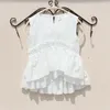 Baby Mädchen Weißes Hemd Baumwolle Solide Ärmellose Blusen für Teenager Schule Mädchen Rüschen Sommer Weiße Bluse Mädchen Kinder Kleidung 210306